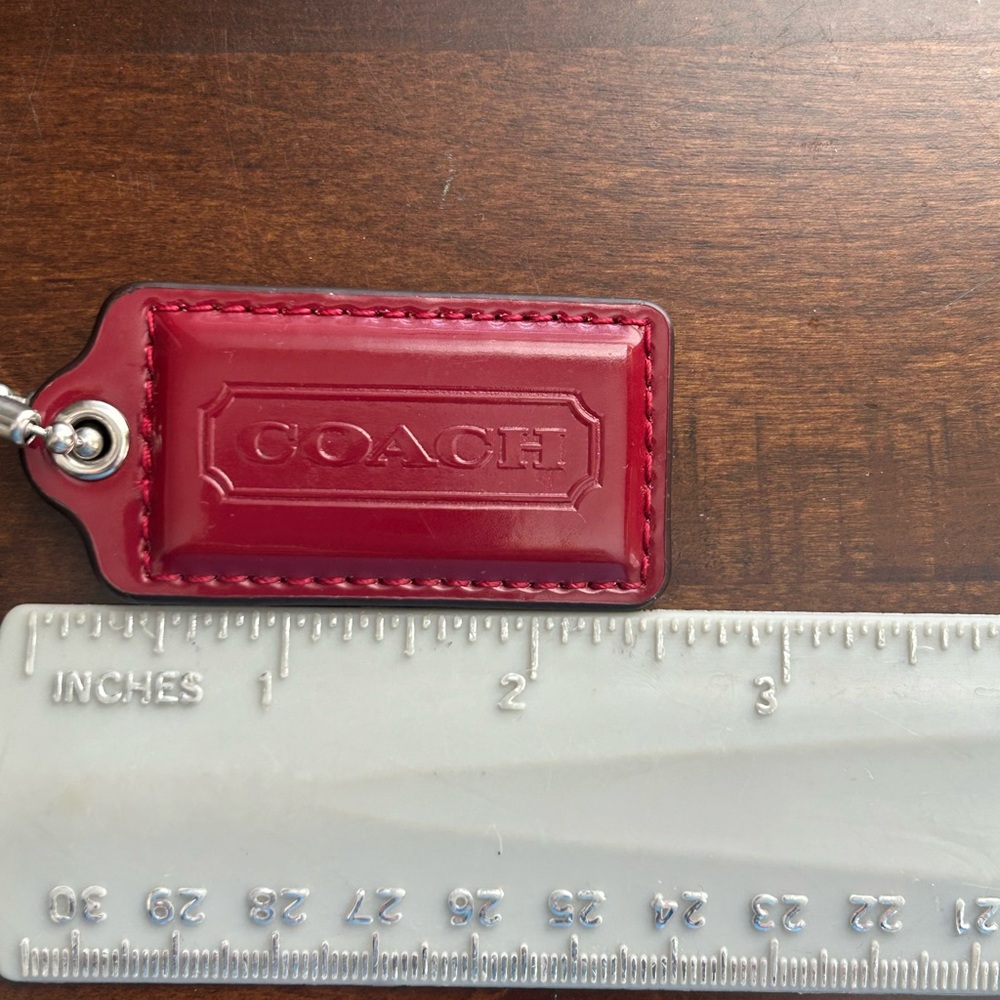 Vintage Coach Poppy hang tags. Raspberry glitter acrylic & patent leather. - Picture 8 of 10